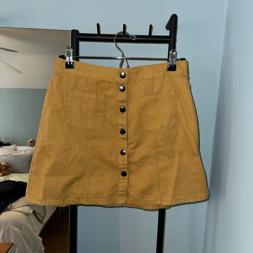 BDG (Urban Outfitters) Button-Front Yellow Mini Skirt